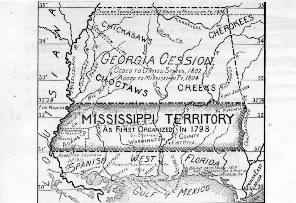 Mississippi Territory Map 1798